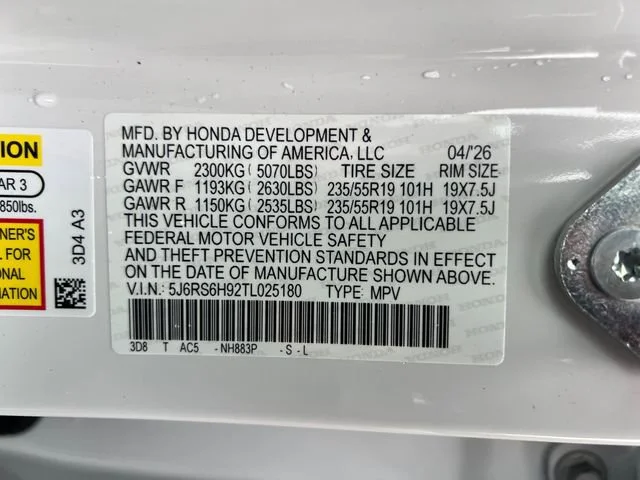 New 2026 Platinum White Pearl Honda Sport Touring image 18