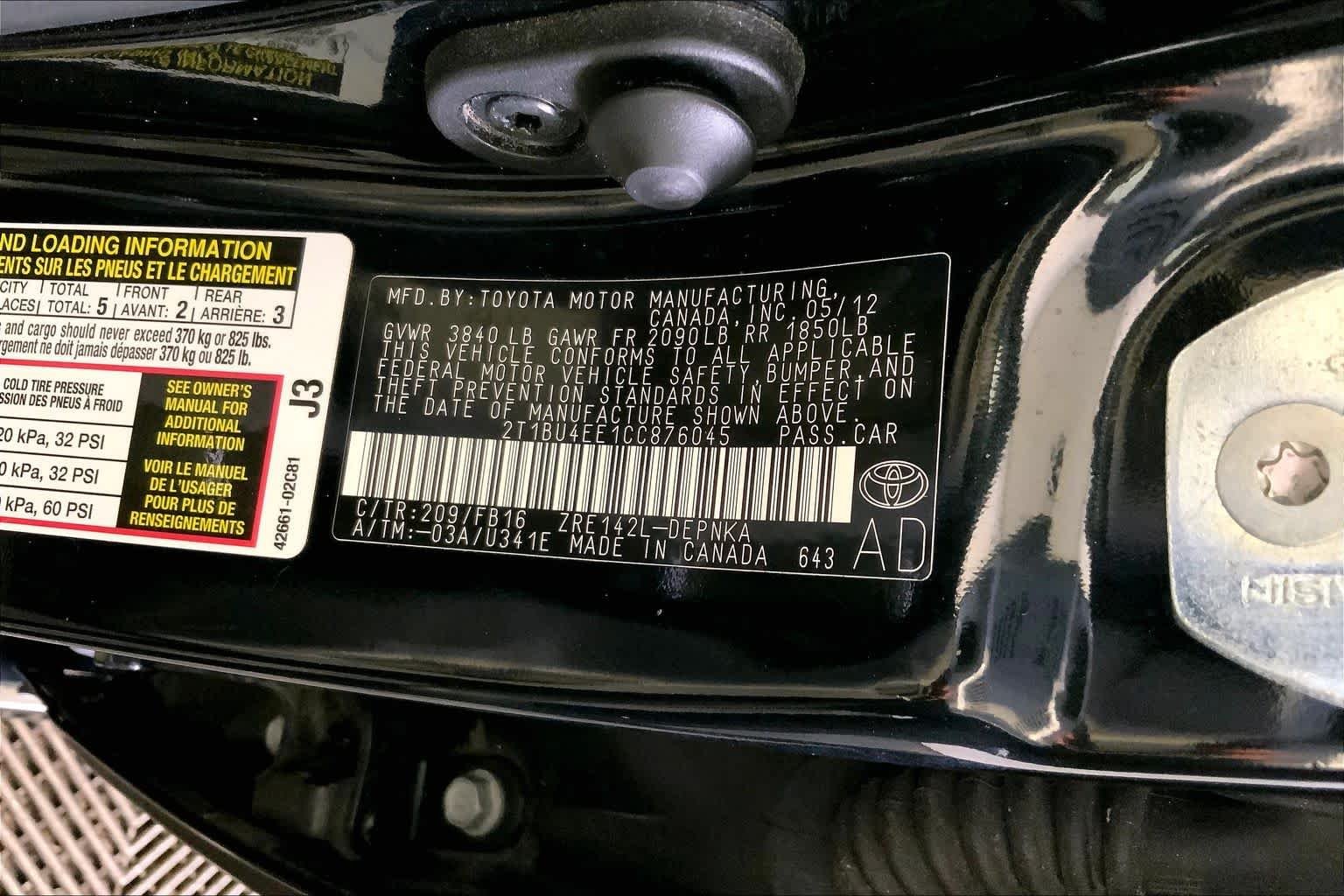 Used 2012 Black Sand Pearl Toyota LE image 33