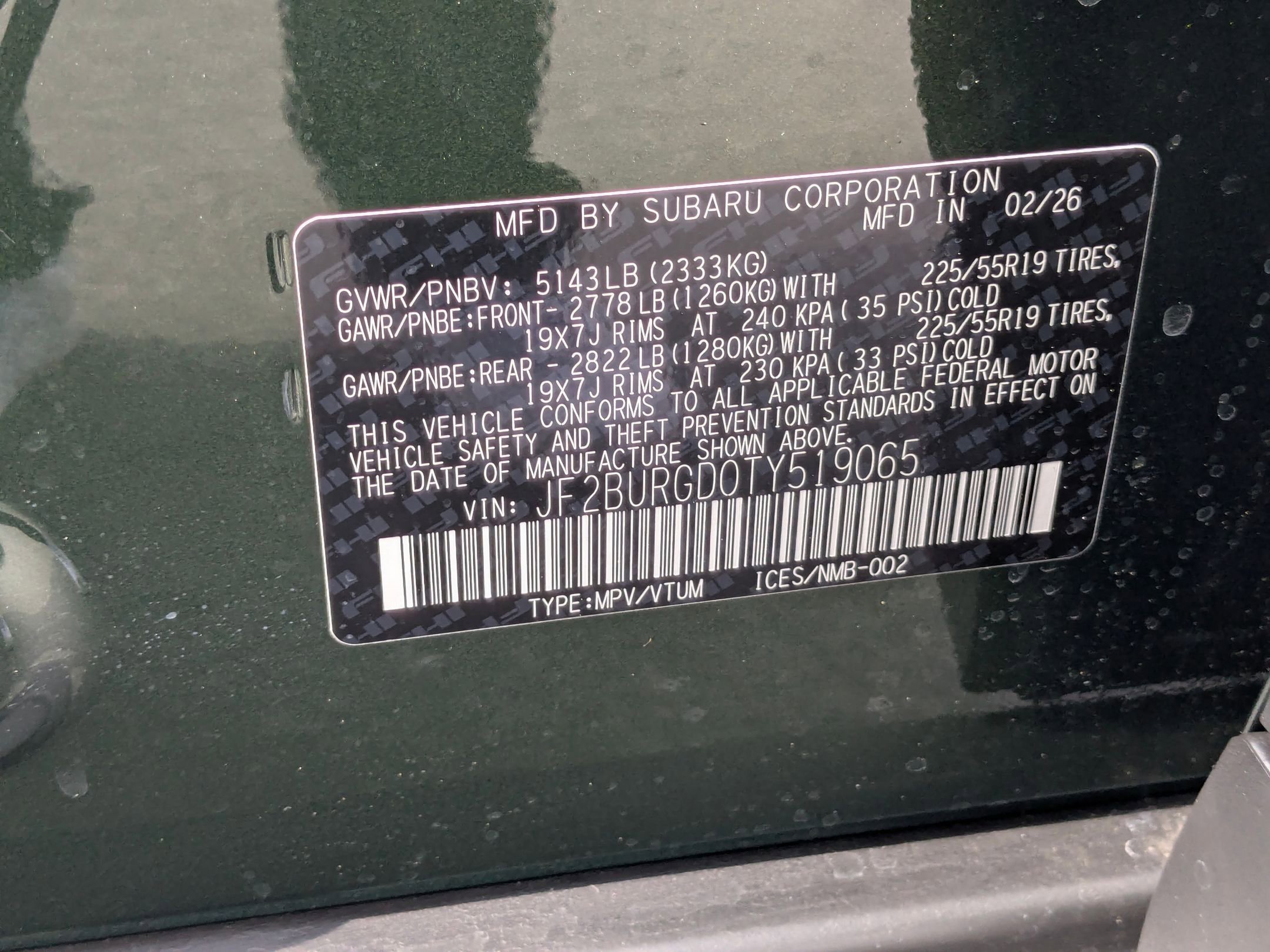 New 2026 Deep Emerald Green Pearl Subaru Limited XT image 16