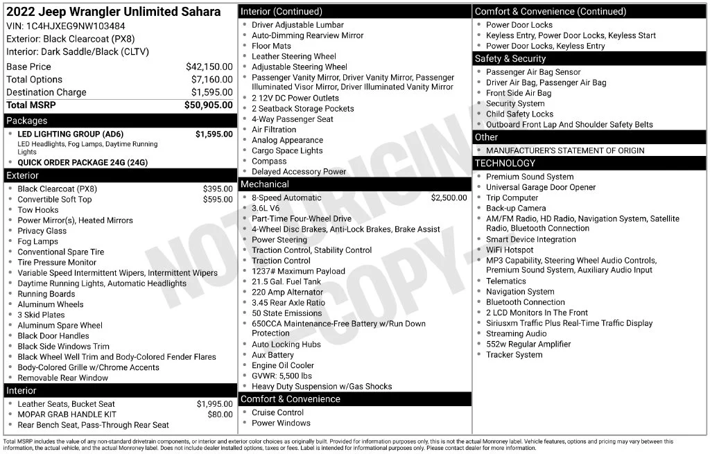 Used 2022 Black Jeep Unlimited Sahara image 40