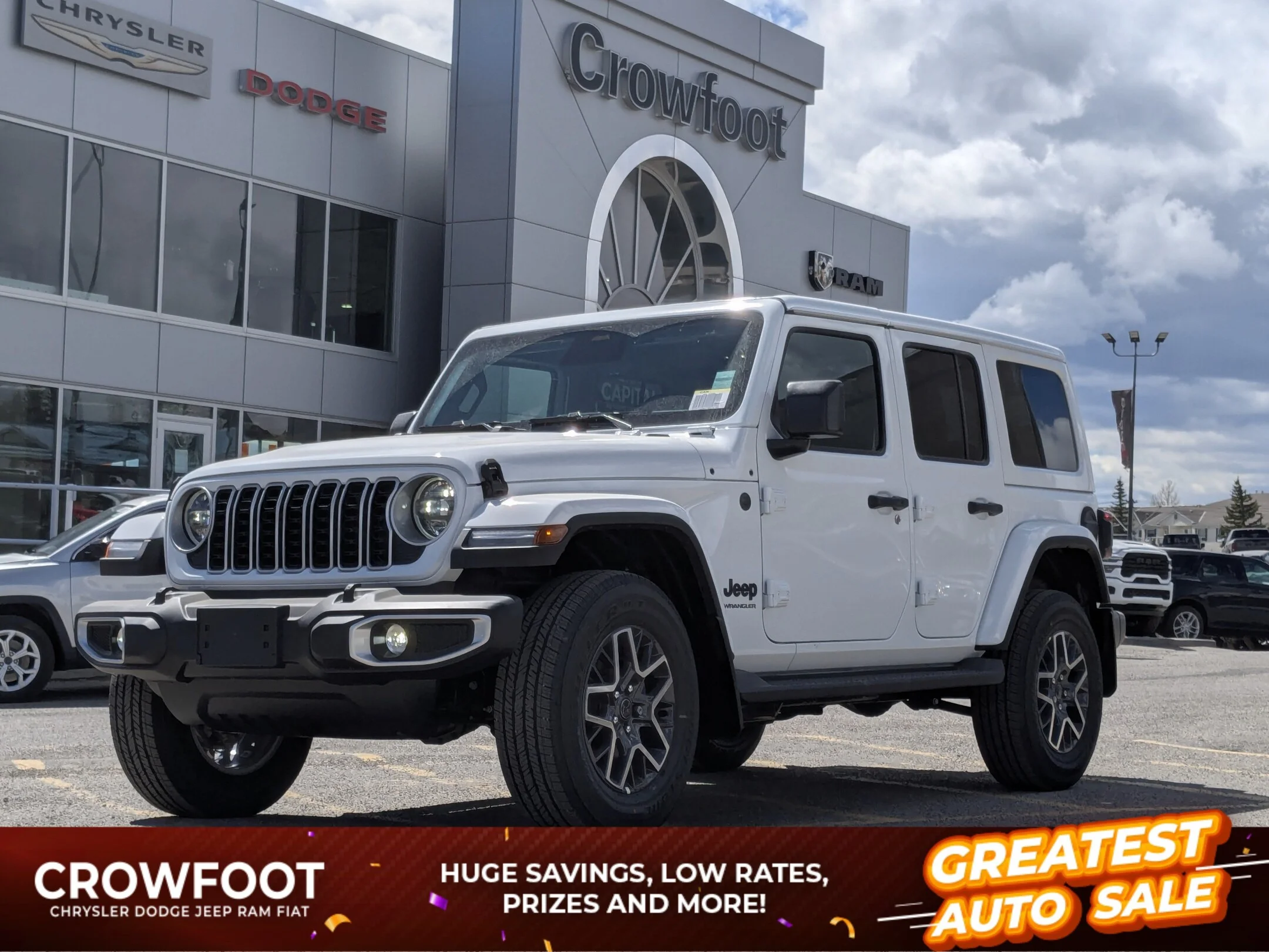 New 2026 White Jeep Sahara - - Body-Color Hard Top - Side Steps - Remote Start - Adaptive Cruise & More! image 1