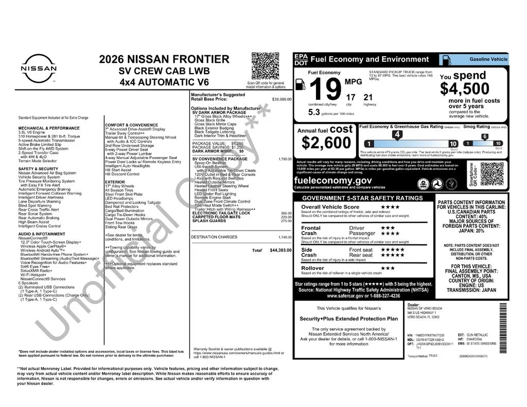 New 2026 Gun Metallic Nissan Crew Cab SV Long Bed image 34