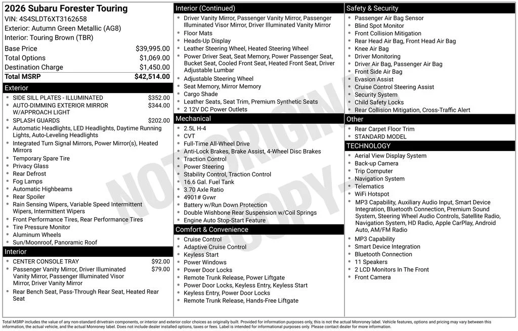 New 2026 AUTUMN GREEN METALLIC Subaru Touring image 6