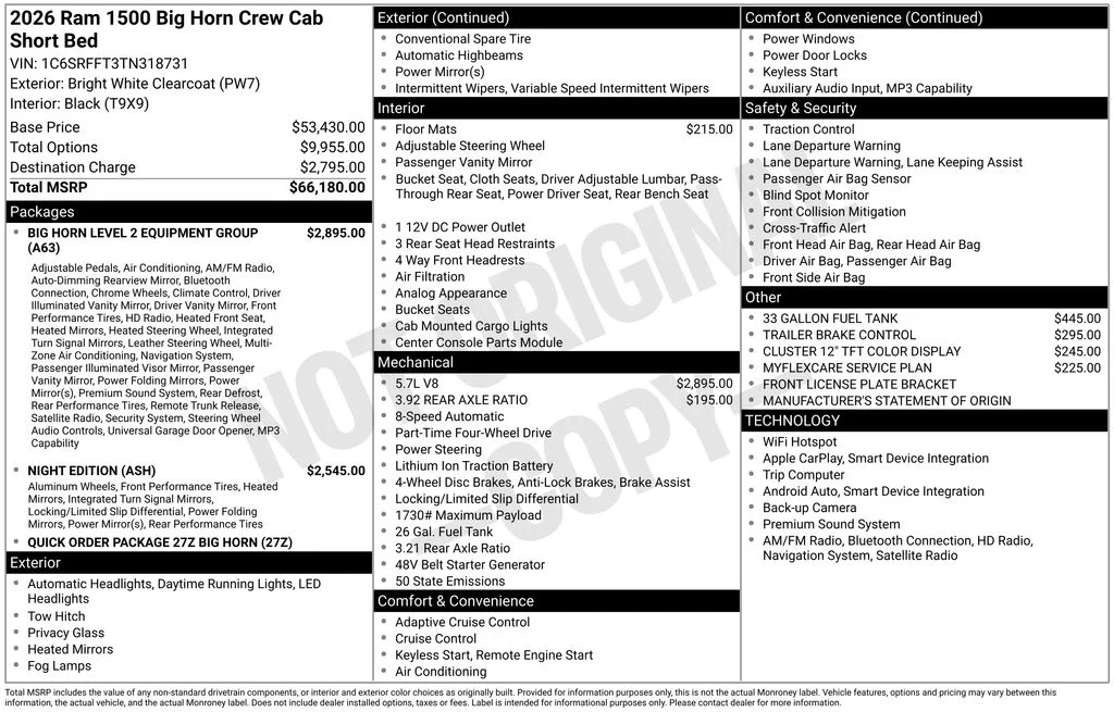 New 2026 Bright White Clearcoat Ram Big Horn/Lone Star image 7