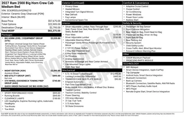 New 2027 Ceramic Gray Clear-Coat Exterior Paint RAM Big Horn image 32