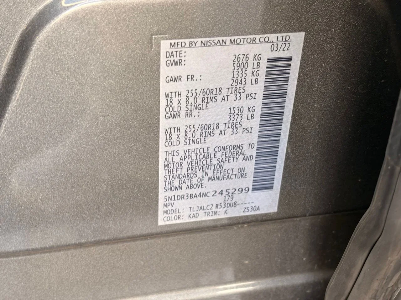 Used 2022 Gun Metallic Nissan SV image 9