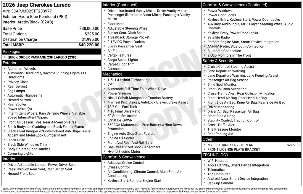 New 2026 Hydro Blue Pearl-Coat Exterior Paint Jeep Laredo image 6
