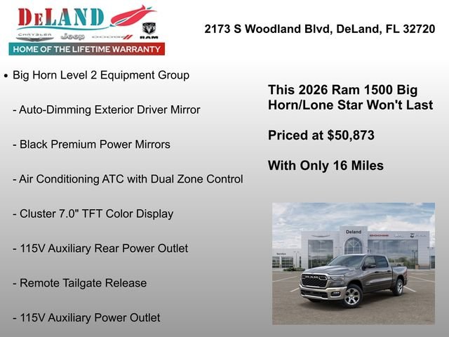 New 2026 Granite Crystal Metallic Clearcoat RAM Big Horn/Lone Star image 12