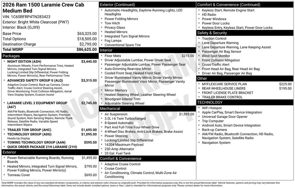 New 2026 Bright White Clear-Coat Exterior Paint RAM Laramie image 6