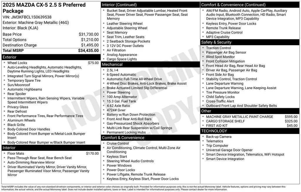 Used 2025 Gray Mazda 2.5 S Preferred Package image 3