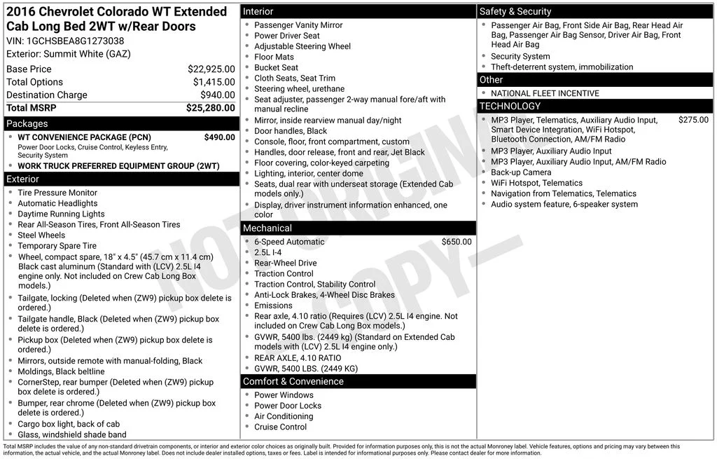 Certified Used 2016 White Chevrolet Work Truck image 16