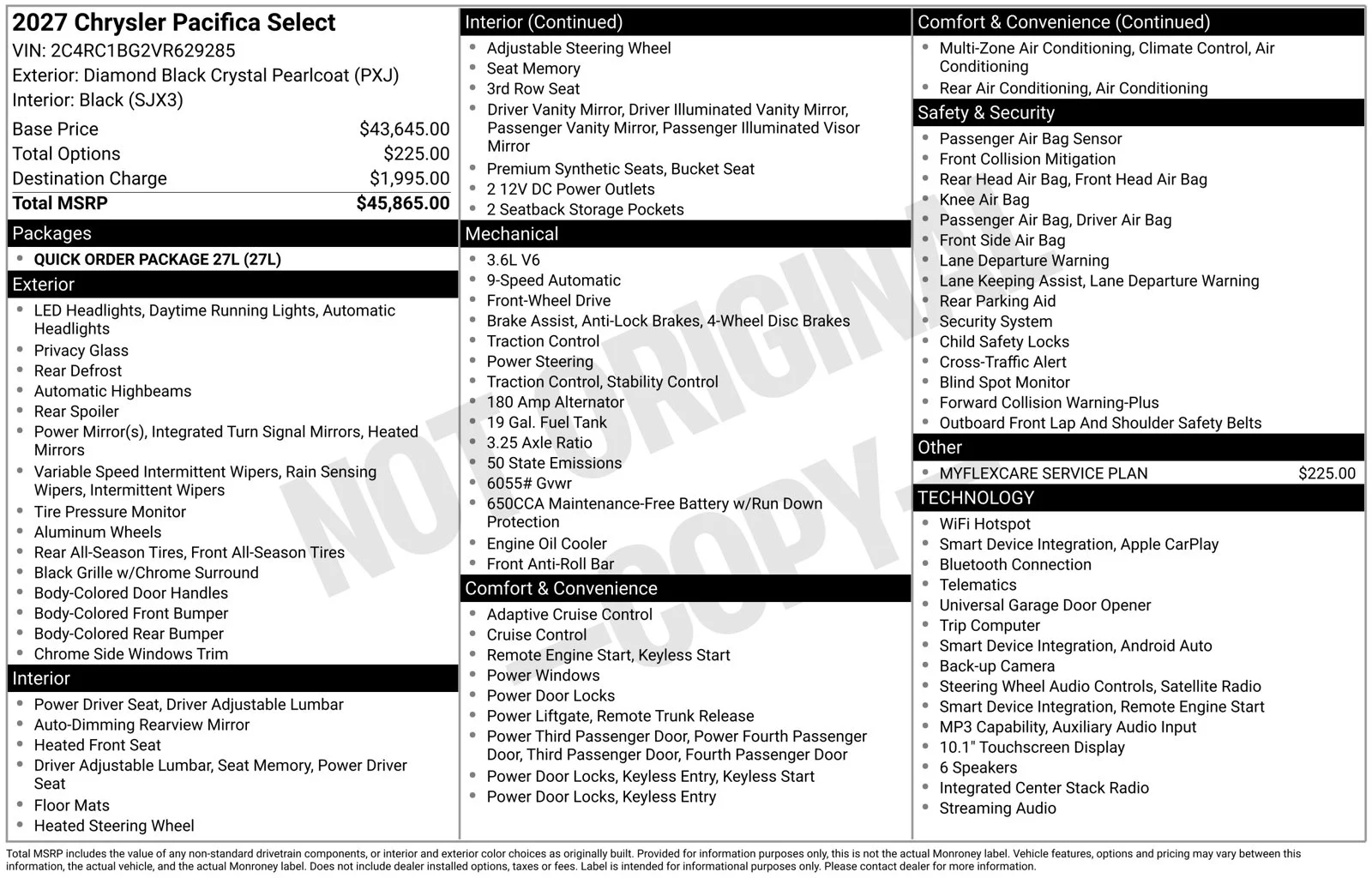 New 2027 Diamond Black Crystal Pearl-Coat Paint Chrysler Select image 2