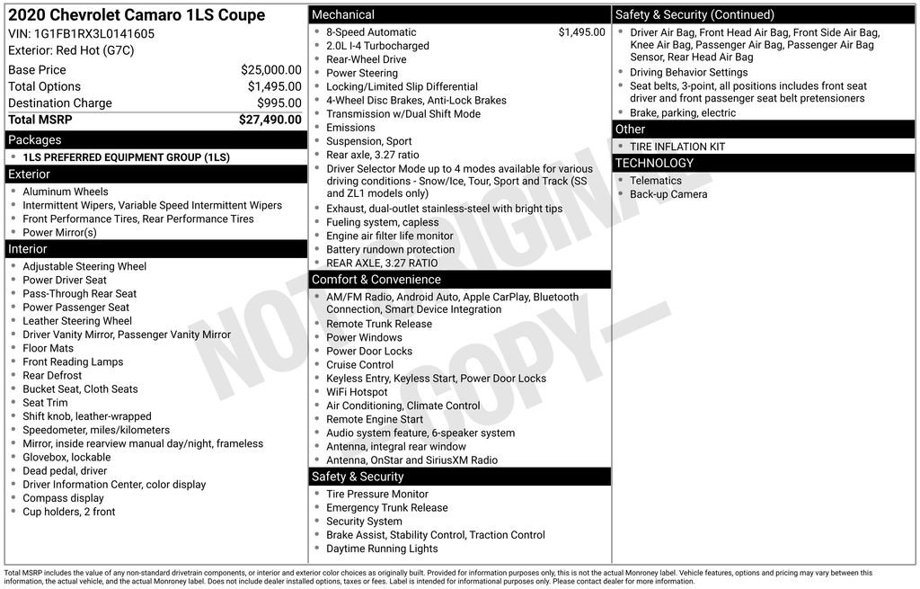 Used 2020 Red Chevrolet 1LS image 6