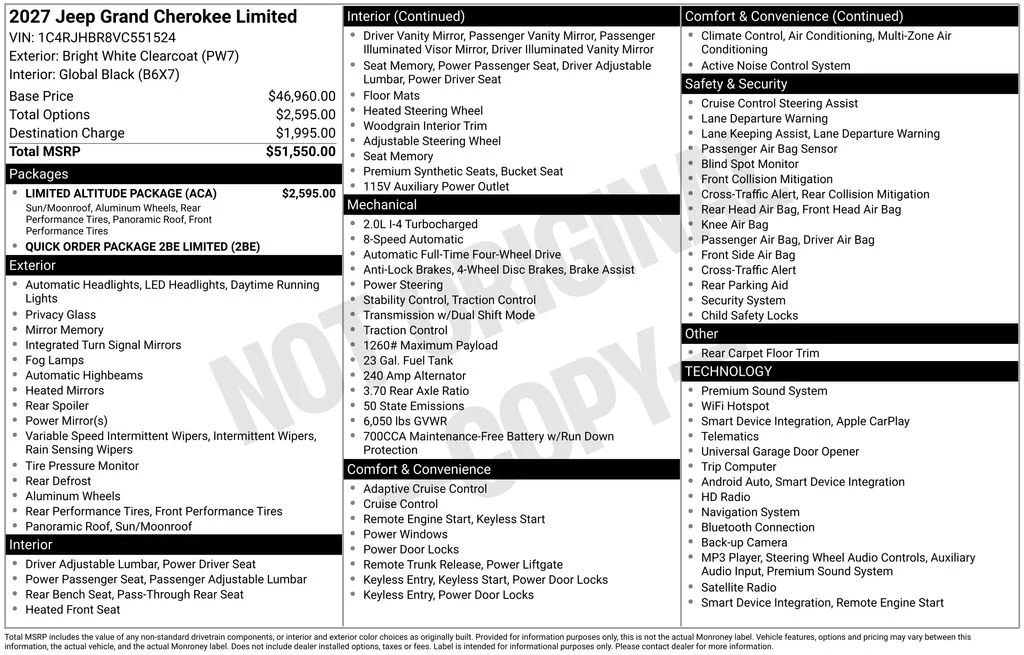 New 2027 Bright White Clearcoat Jeep Limited image 4