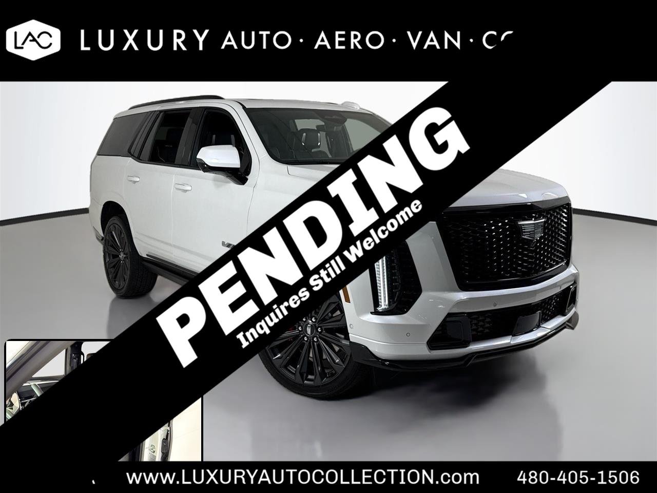 Used 2025 Crystal White Tricoat Cadillac AWD V-Series | Rear TVs | Super Cruise image 1