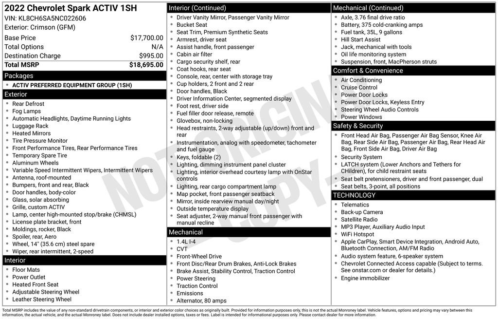 Used 2022 Red Chevrolet ACTIV image 6