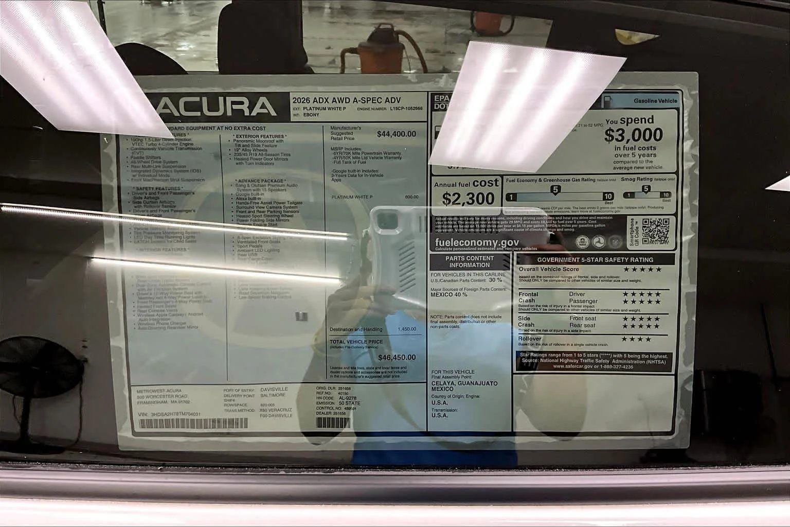 New 2026 Platinum White Pearl Acura With A-Spec Advance Package image 19