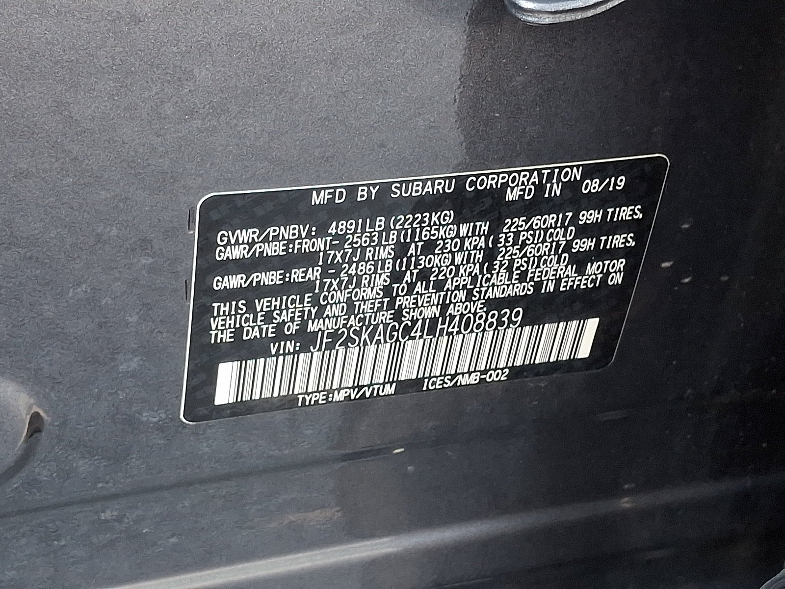 Used 2020 Magnetite Gray Metallic Subaru Premium image 26