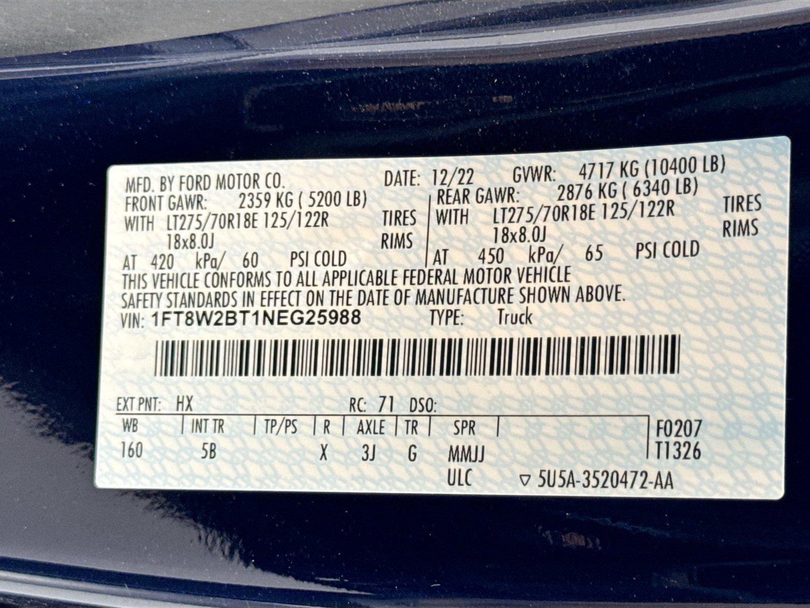 Used 2022 Antimatter Blue Metallic Ford LARIAT image 29