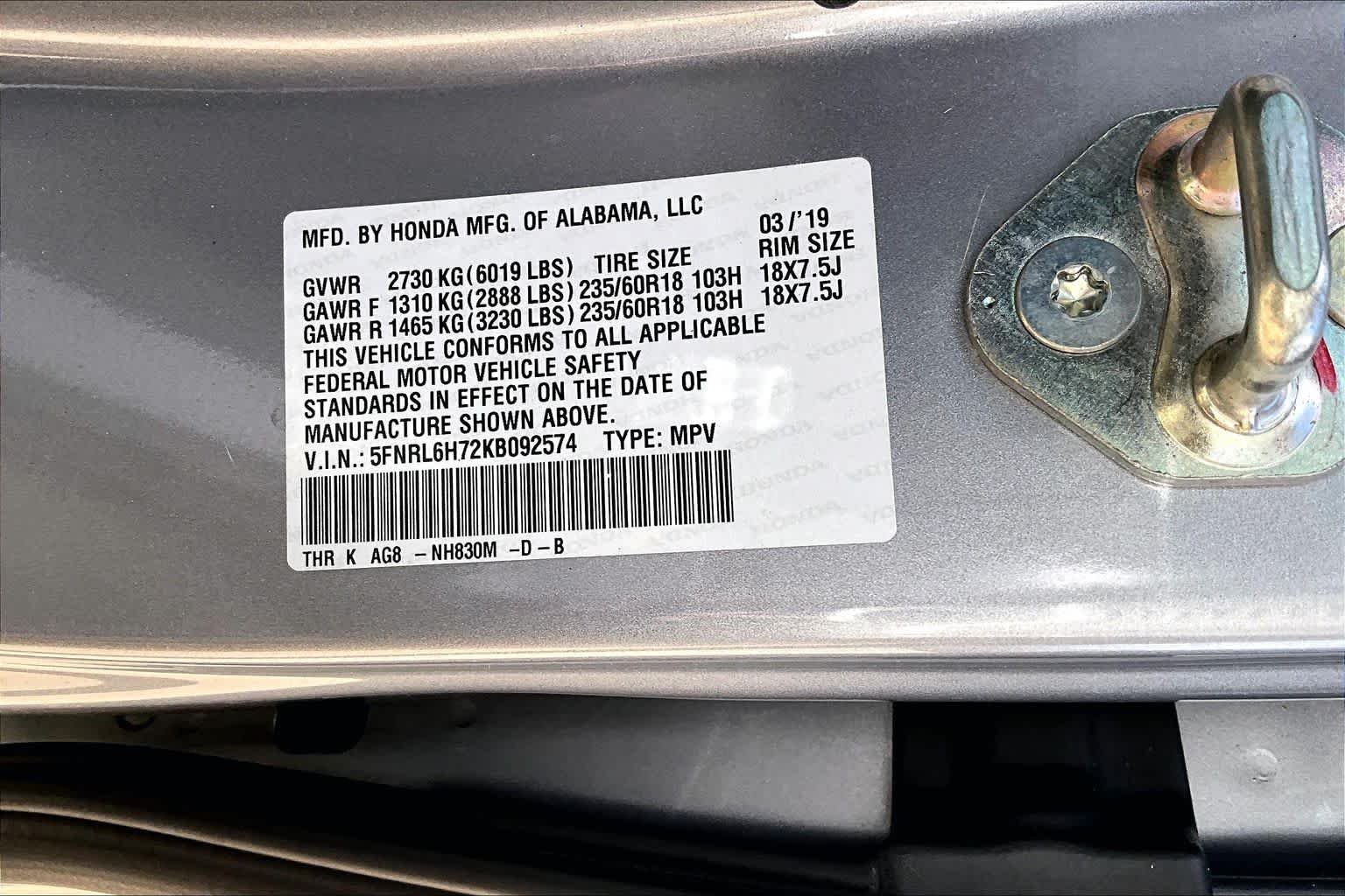 Used 2019 Lunar Silver Metallic Honda EX-L image 37