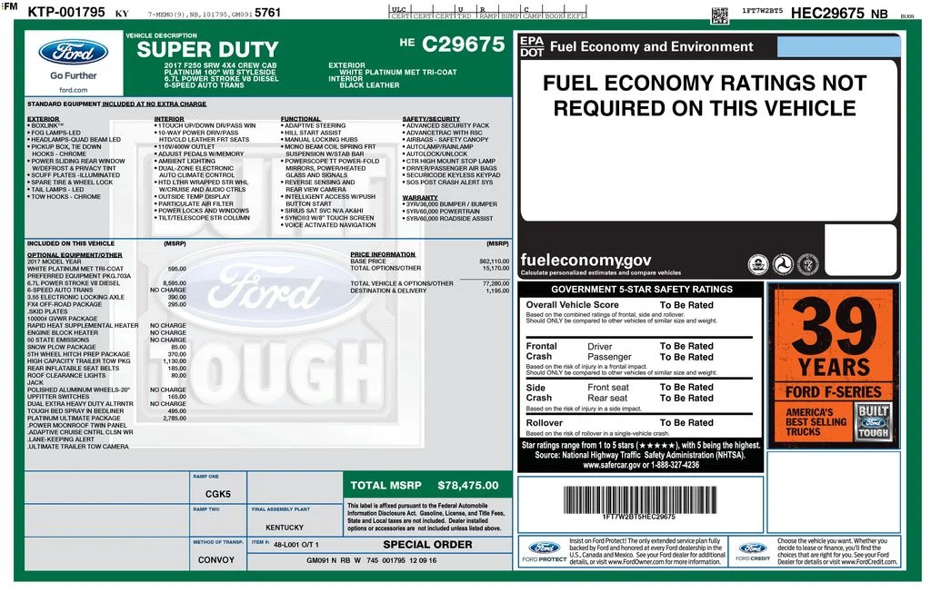 Used 2017 White Platinum Clearcoat Metallic Ford Platinum image 4