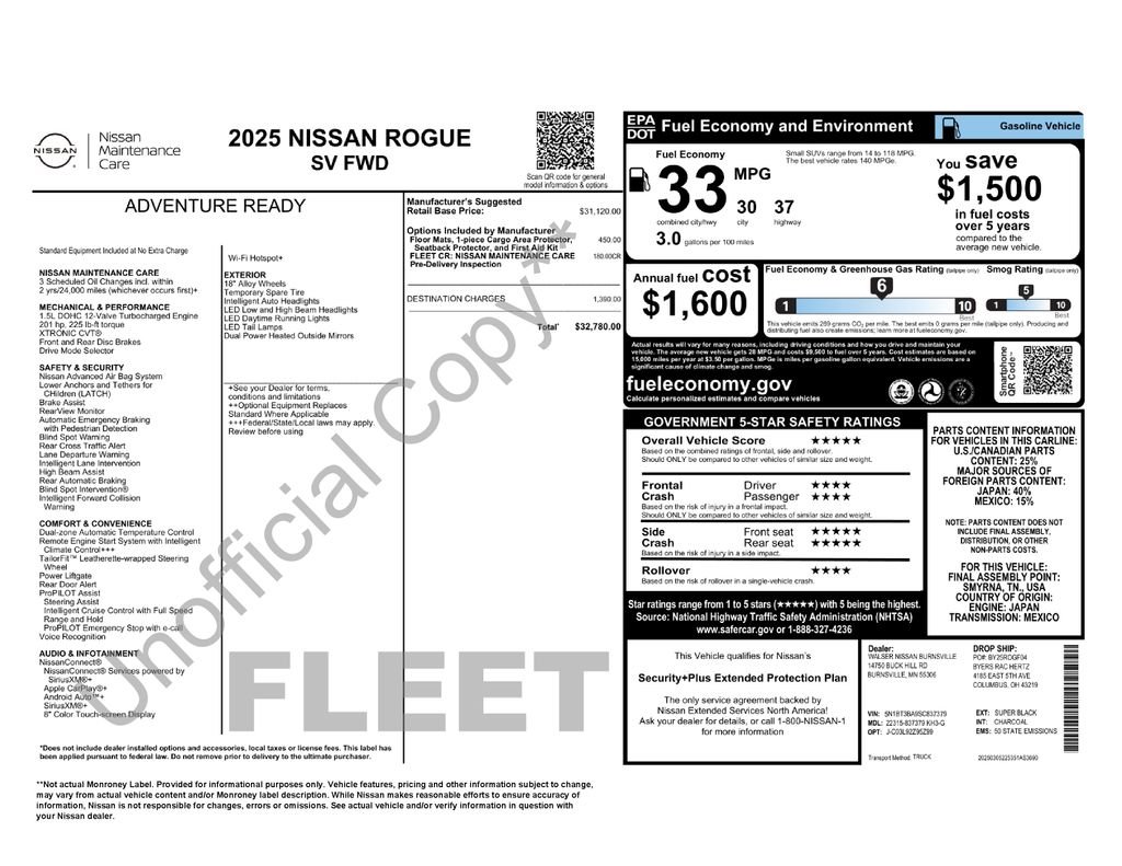 Used 2025 Super Black Nissan SV image 6