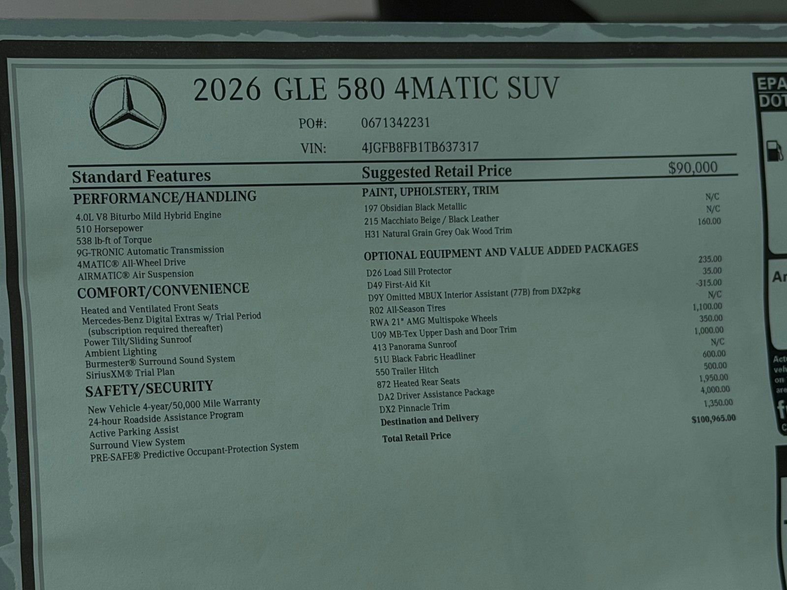 New 2026 Obsidian Black Metallic Mercedes-Benz GLE 580 image 24