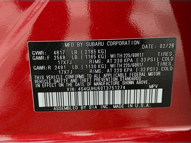 New 2026 LITHIUM RED PEARL Subaru Wilderness image 30