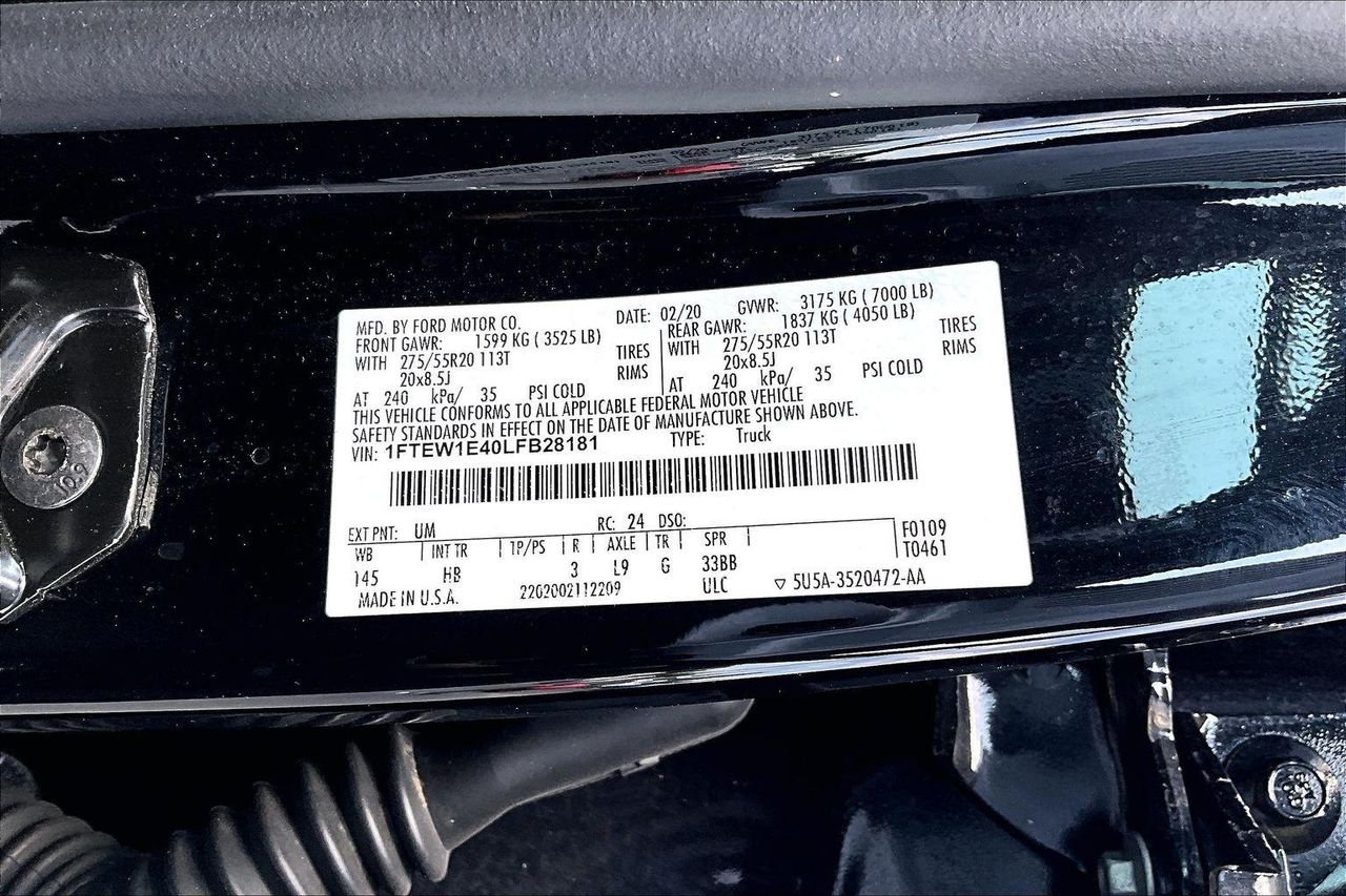 Used 2020 Agate Black Metallic Ford LARIAT image 3