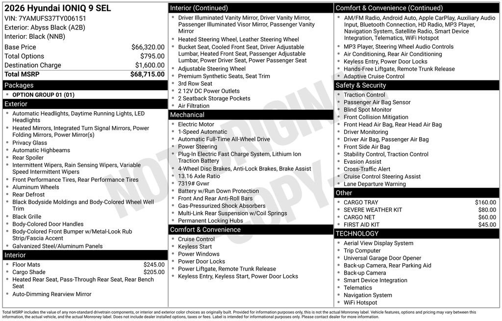 Certified 2026 Hyundai IONIQ 9 SEL with VIN 7YAMUFS37TY006151 for sale in Highland Park, IL