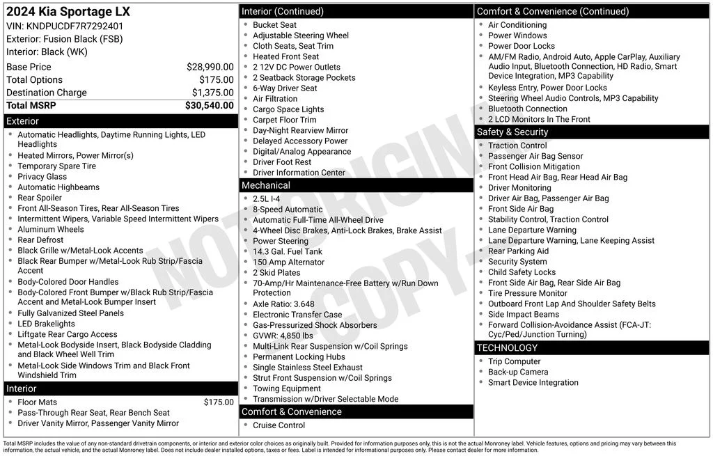 Used 2024 Black Kia LX image 16