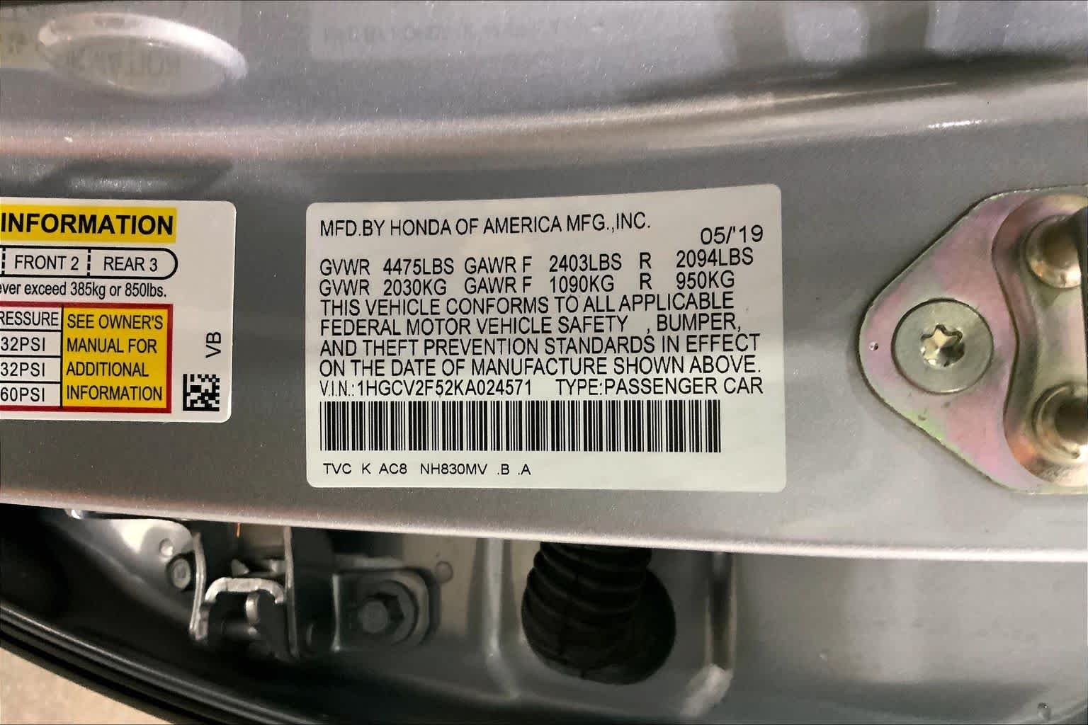 Used 2019 Lunar Silver Metallic Honda EX-L 2.0T image 37