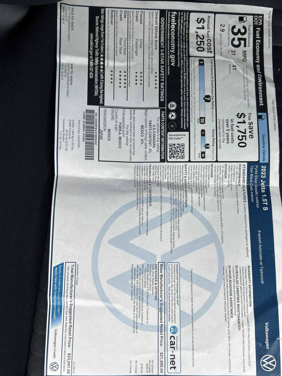 Certified Used 2023 SILVER Volkswagen S image 20