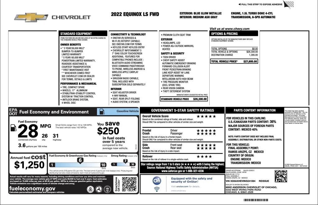 Certified Used 2022 BLUE GLOW METALLIC Chevrolet LS image 3