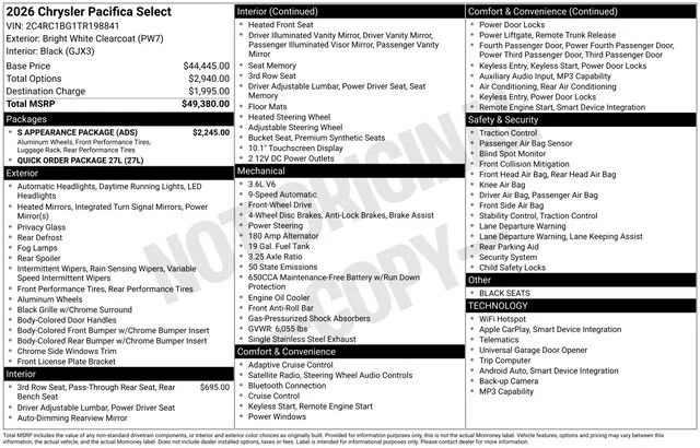 New 2026 Bright White Clear-Coat Exterior Paint Chrysler Select image 31