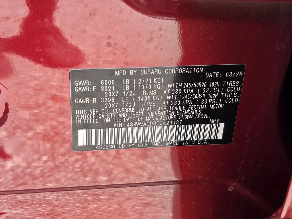 New 2026 CRIMSON RED PEARL Subaru Limited 7-Passenger image 32