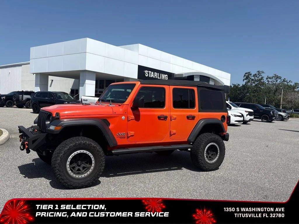 Used 2018 Orange Jeep Unlimited Sport image 2