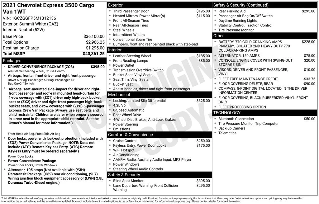 Used 2021 White Chevrolet Work Van image 17