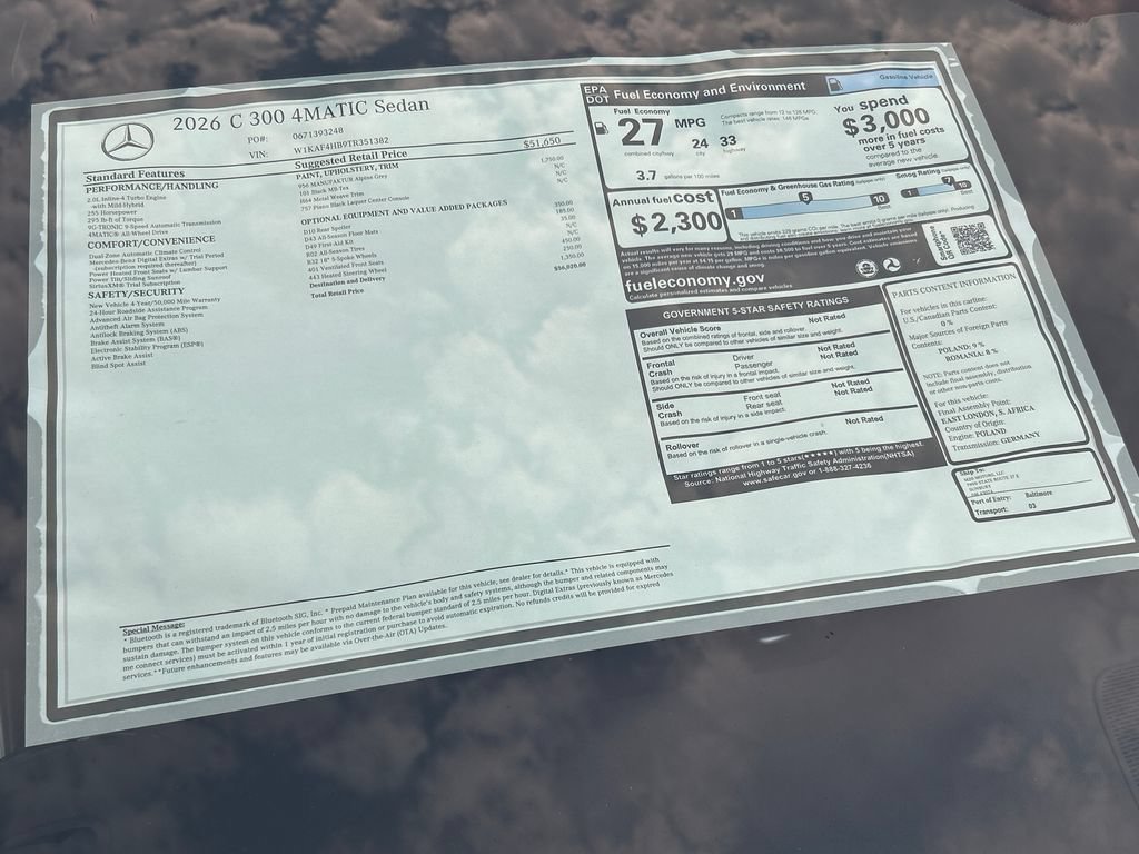 New 2026 MANUFAKTUR Alpine Grey Mercedes-Benz C 300 image 74