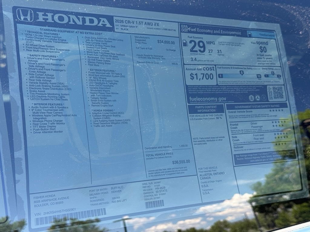 New 2026 Urban Gray Pearl Honda EX image 27
