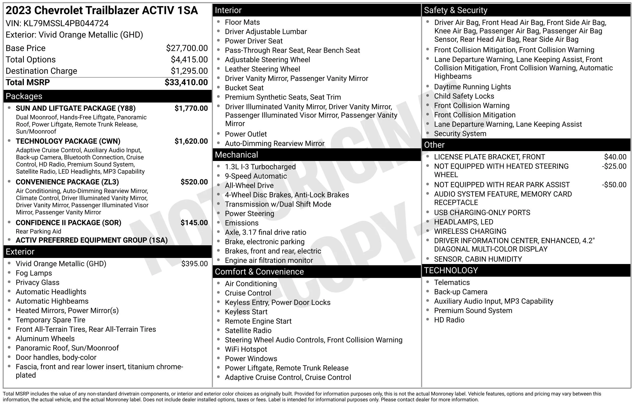 Used 2023 Vivid Orange Metallic Chevrolet ACTIV image 45