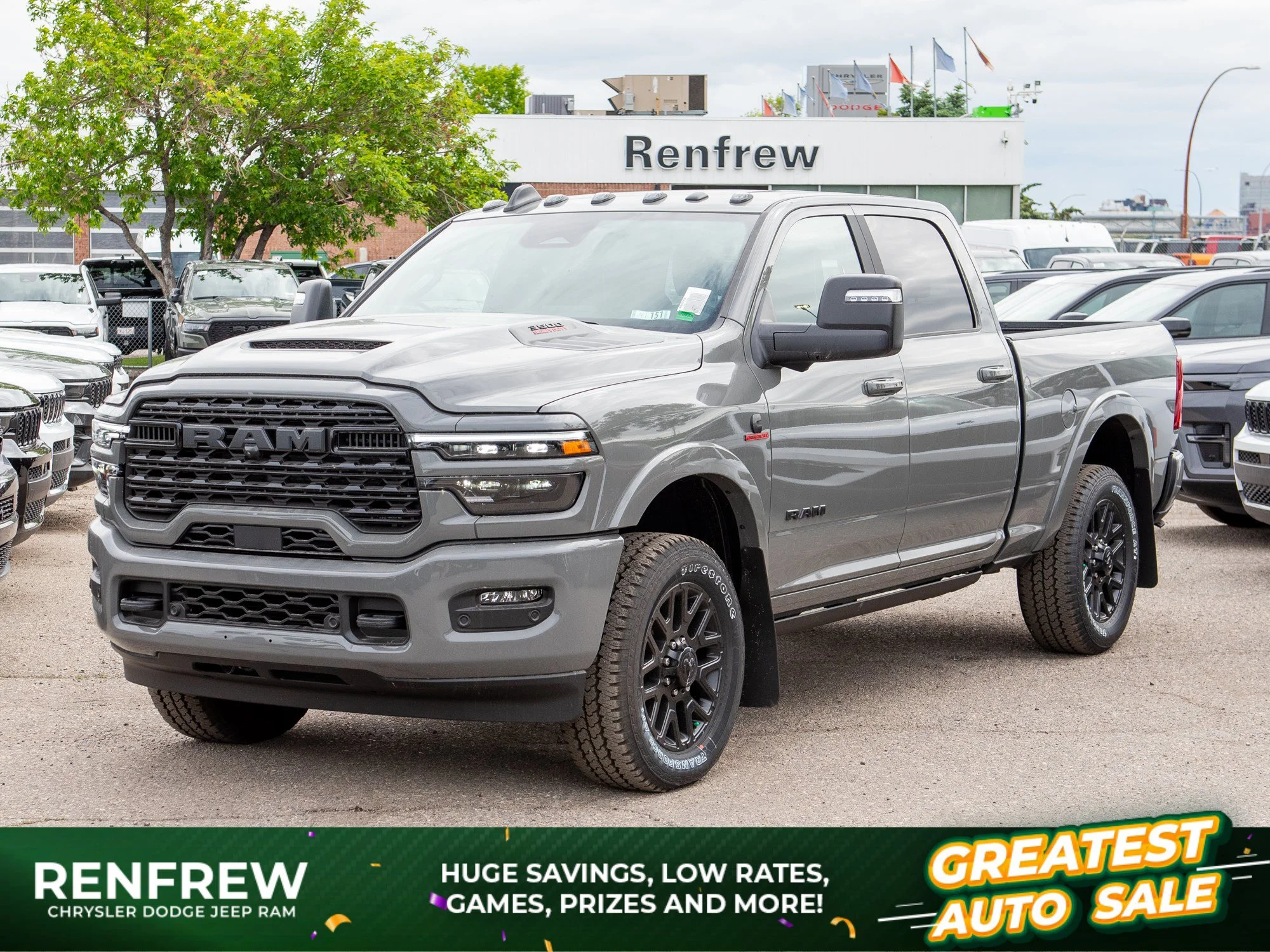 New 2026 Grey RAM Limited Night* Crew Cab 4x4, Sunroof, Passenger Screen, Harman/Kardon image 1