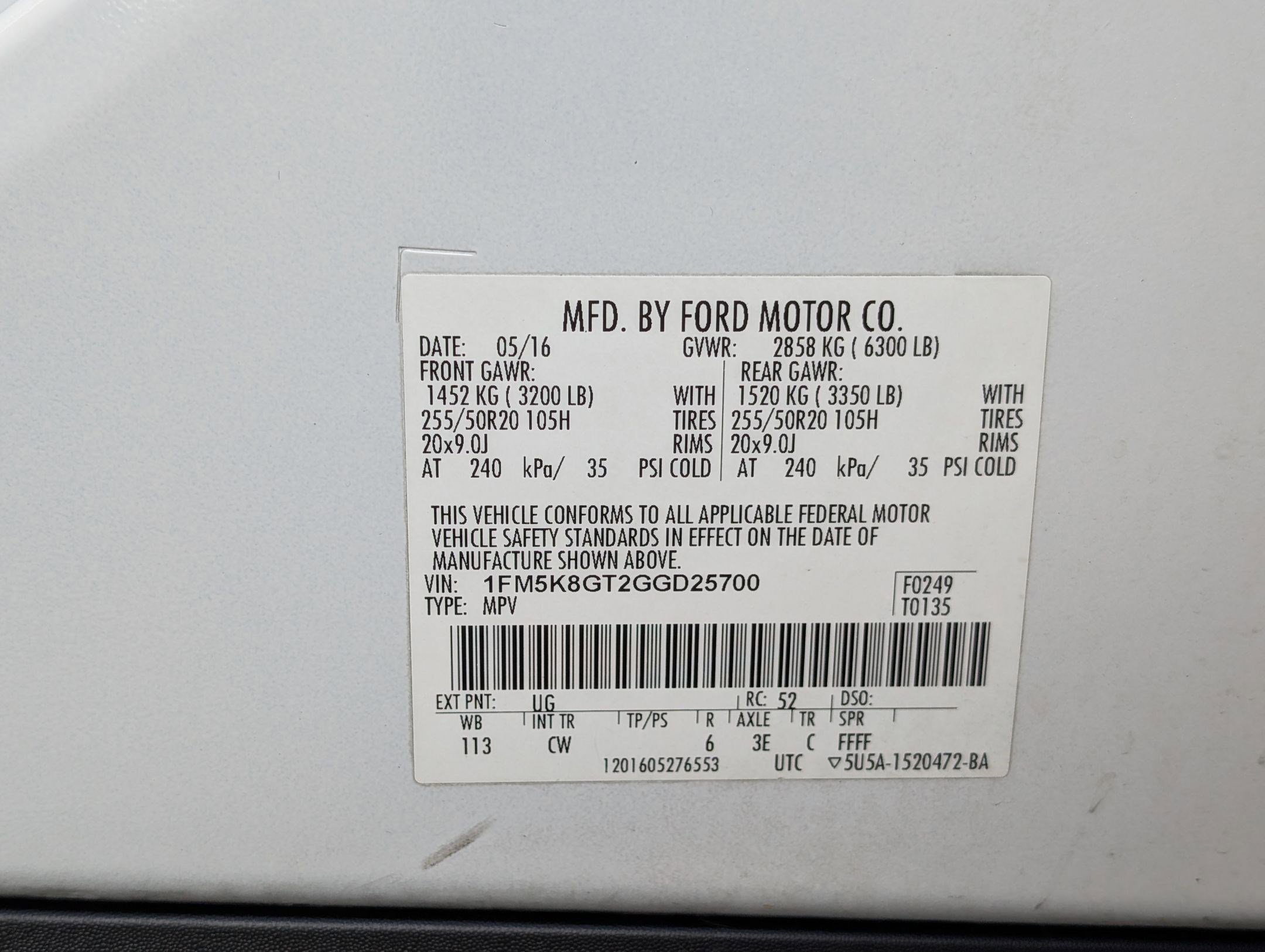 Used 2016 White Platinum Clearcoat Metallic Ford Sport image 33