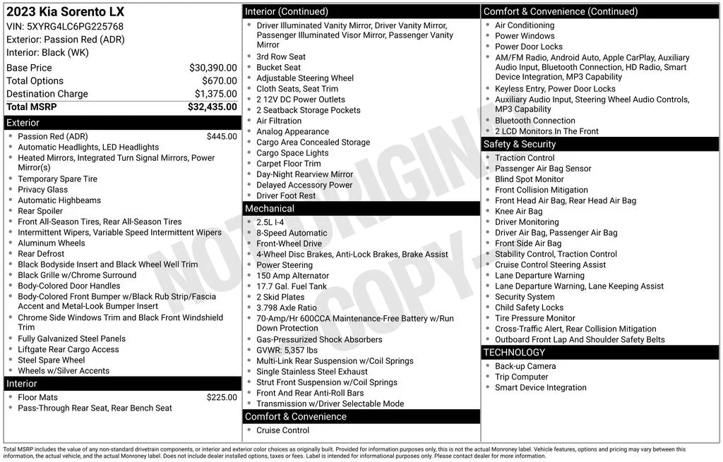 Used 2023 Red Kia LX image 2