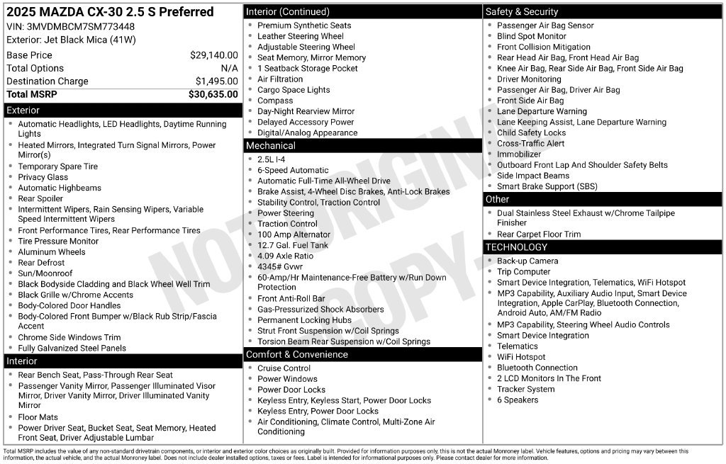 Certified Used 2025 Jet Black Mica Mazda 2.5 S Preferred Package image 3