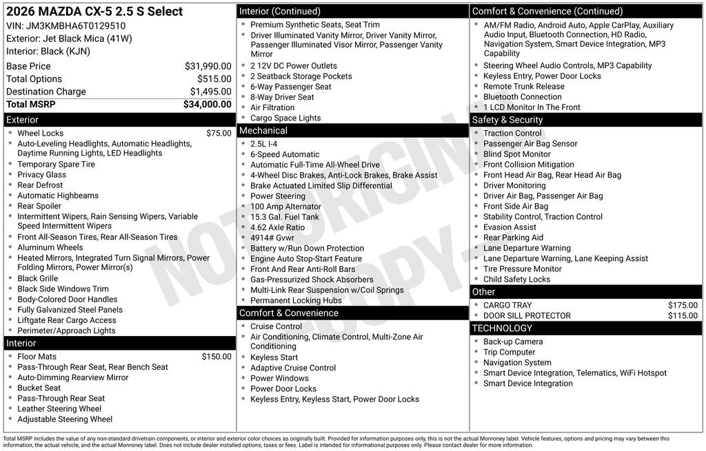 New 2026 Jet Black Mica Mazda 2.5 S Select AWD image 4