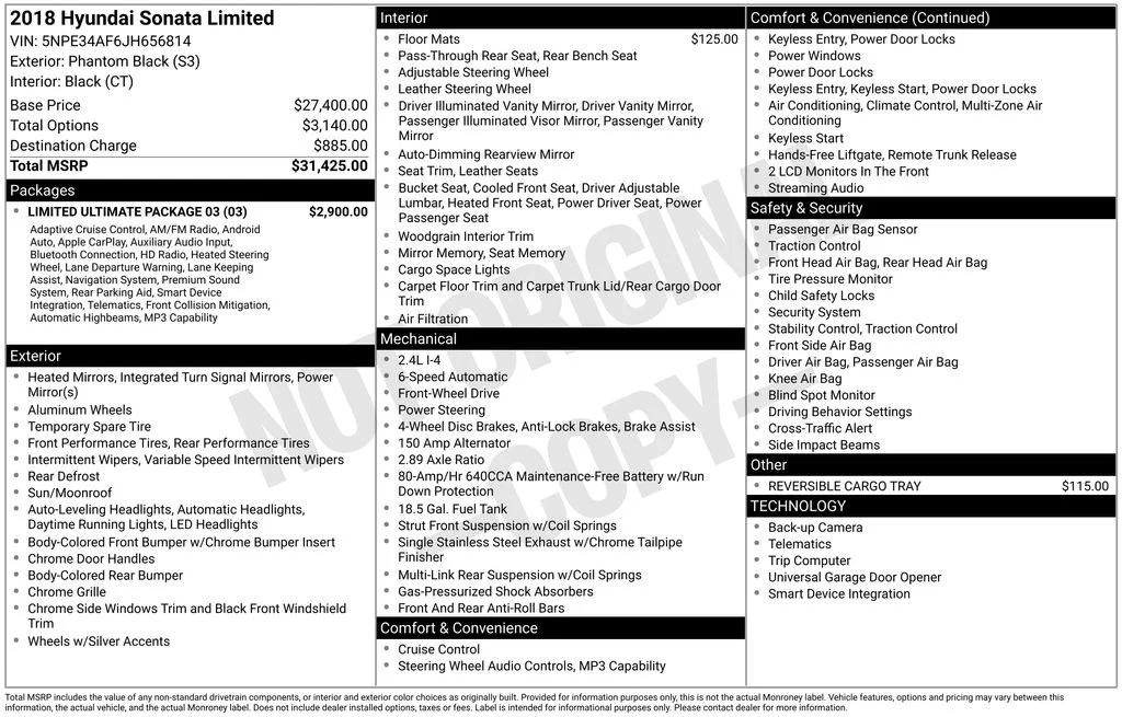 Used 2018 Black Hyundai Limited image 10