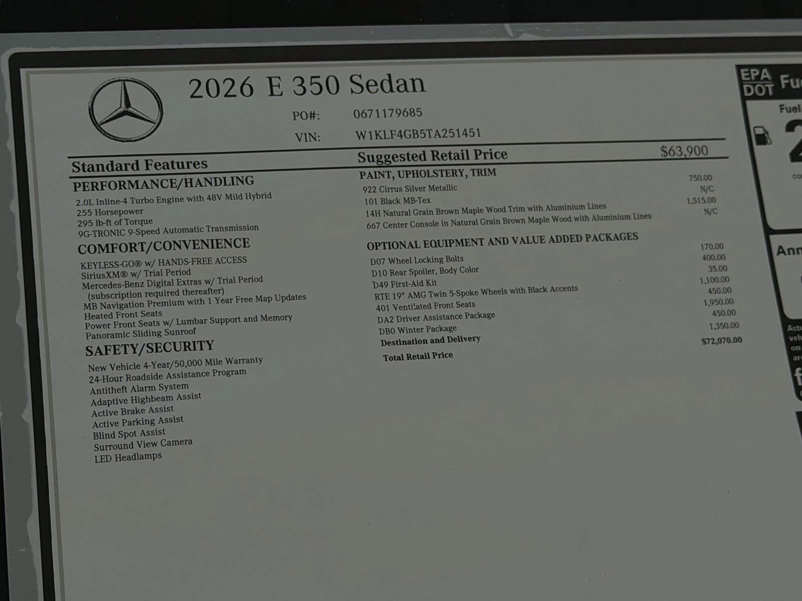 New 2026 Cirrus Silver Metallic Mercedes-Benz E 350 image 44
