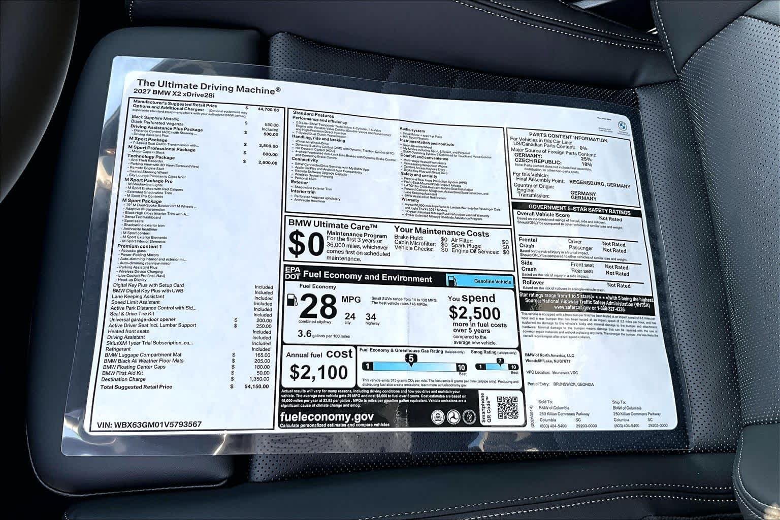 New 2027 Black Sapphire Metallic BMW xDrive28i image 19