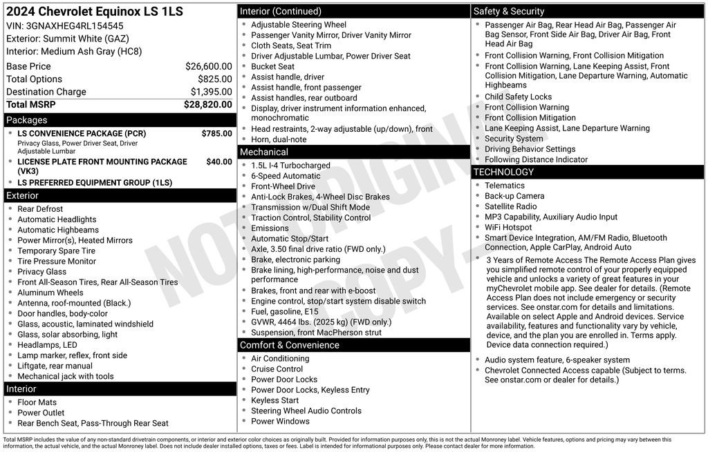 Used 2024 White Chevrolet LS image 6